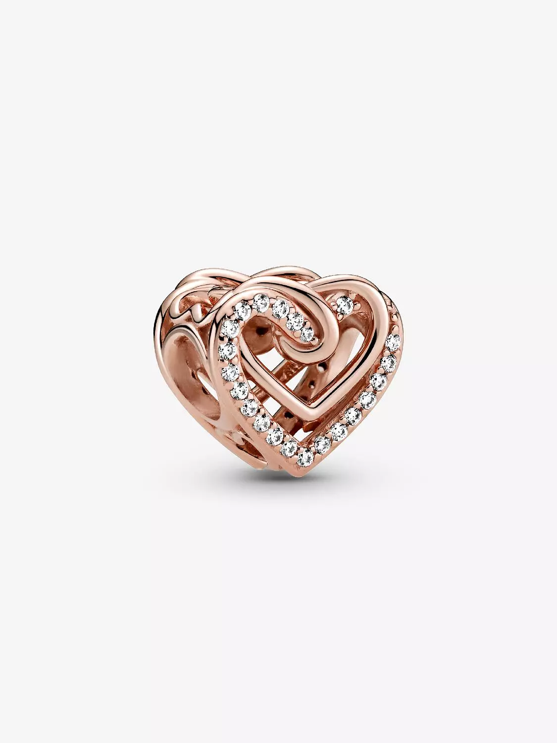 Sparkling Entwined Hearts Charm 14k rose gold plating image
