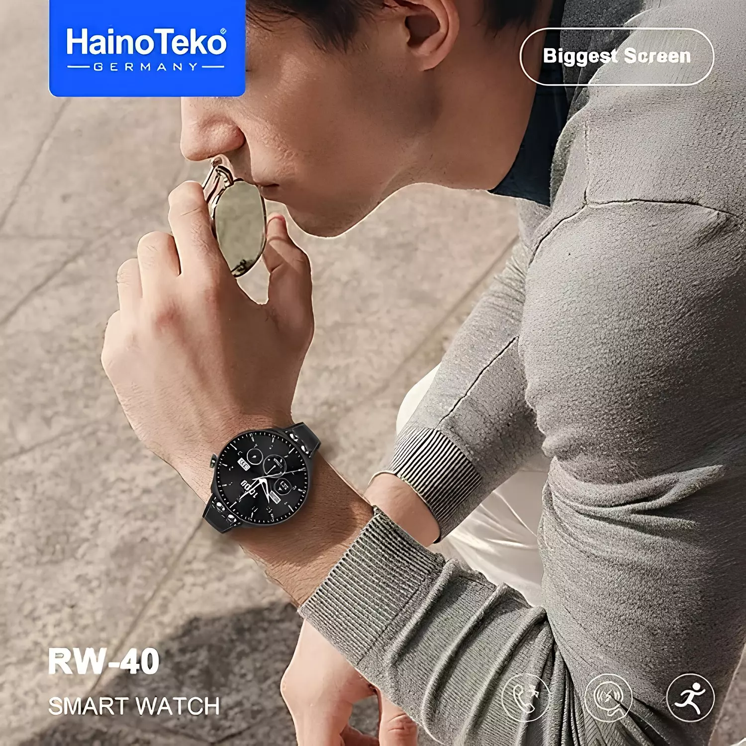 Haino Teko RW-40 Smart watch with 53mm Screen - Wireless Charging - Black 4