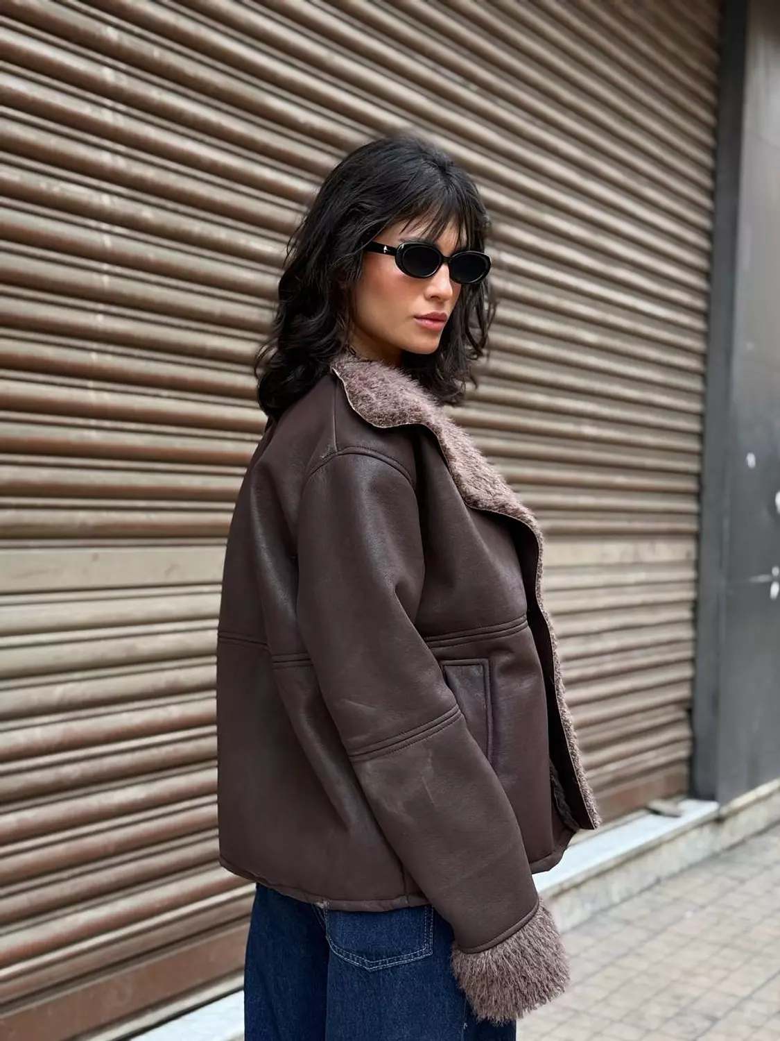 Leather jacket lined with fur 3