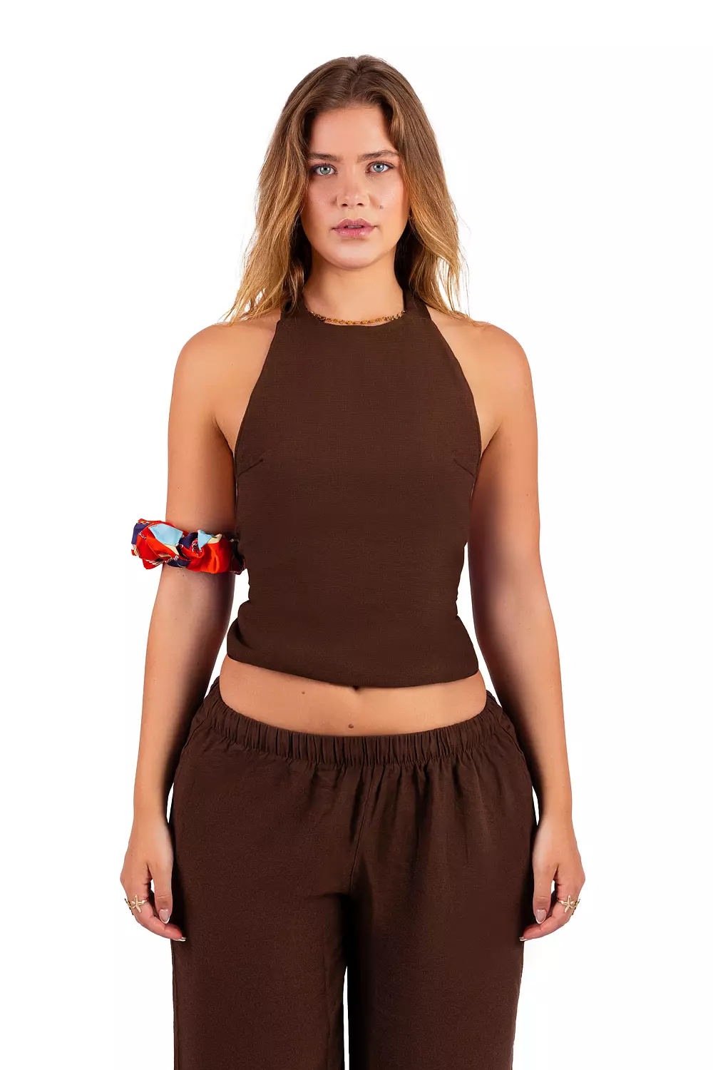 Chocolate teddy backless linen set 1