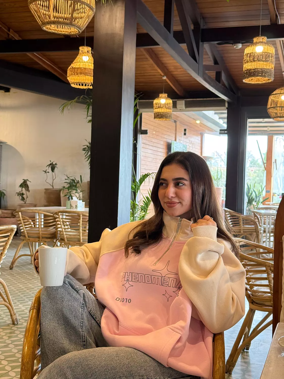 Half Zip Up Oversized Hoodie Sleeve Tee  5