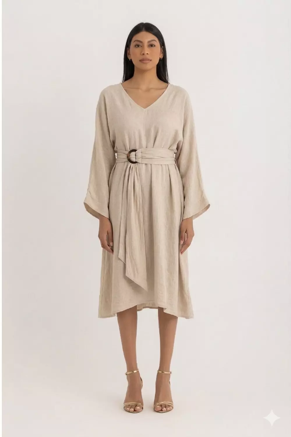 The ALINE linen dress Beige image