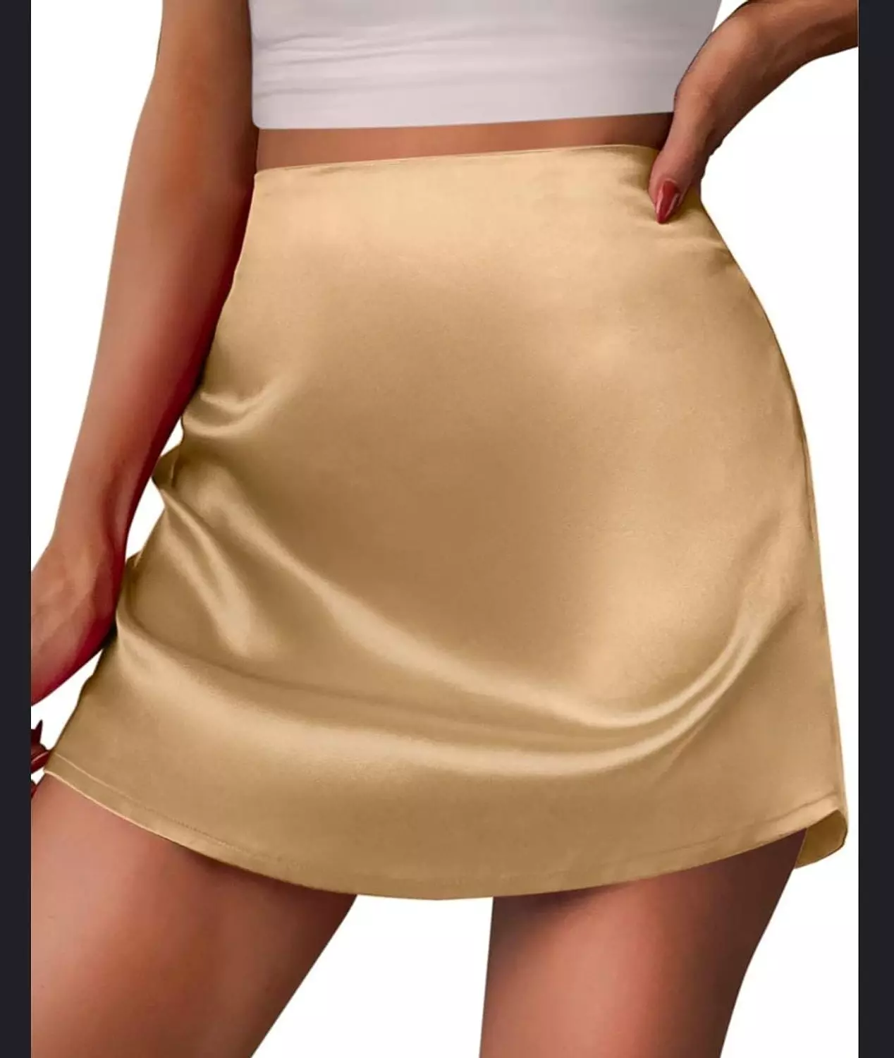 Shein satan solid color skirt image