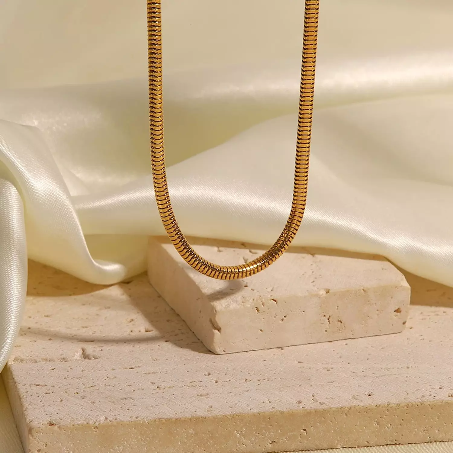 Round snake chain necklace image