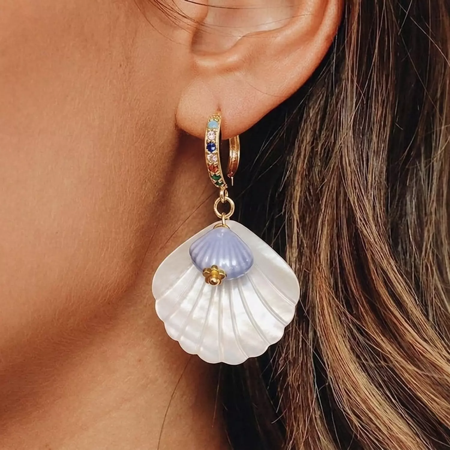 White Shell Earrings  hover image