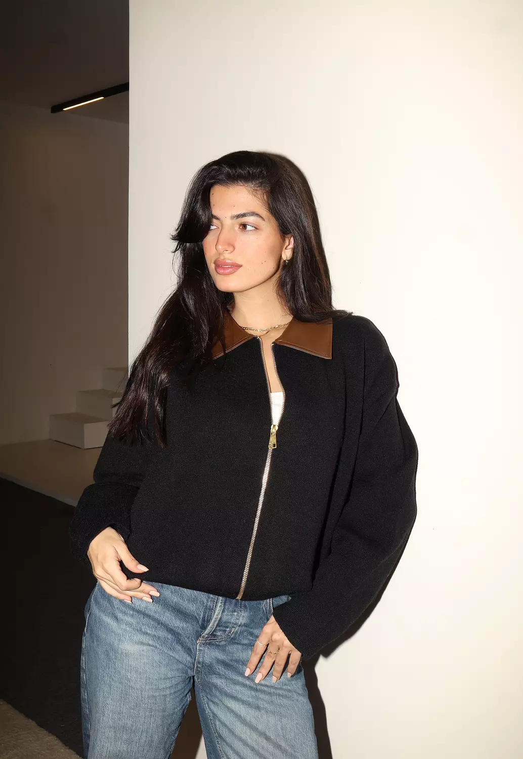 Black Knit Zipper image