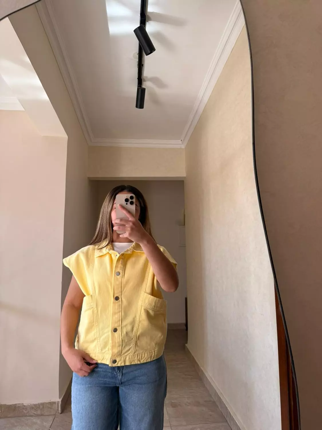 Cropped Jeans Vest Yellow 3