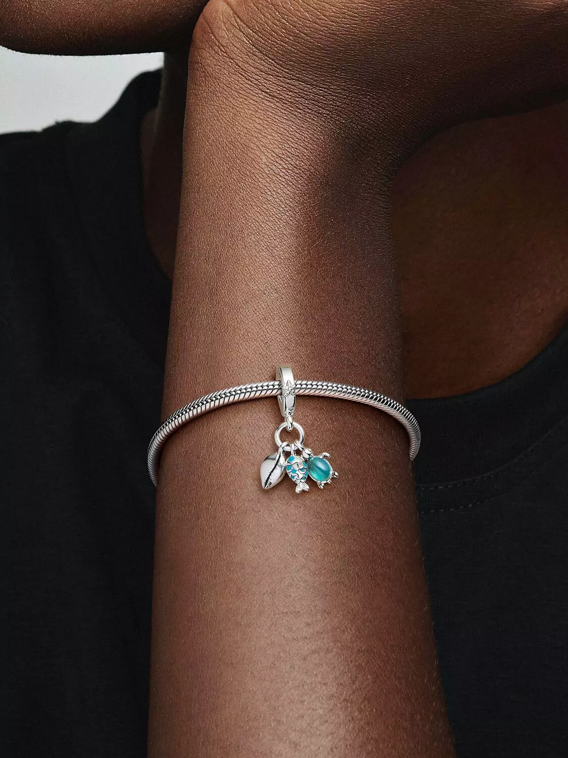 Fish, Sea Turtle & Conch Triple Dangle Charm Sterling silver 4