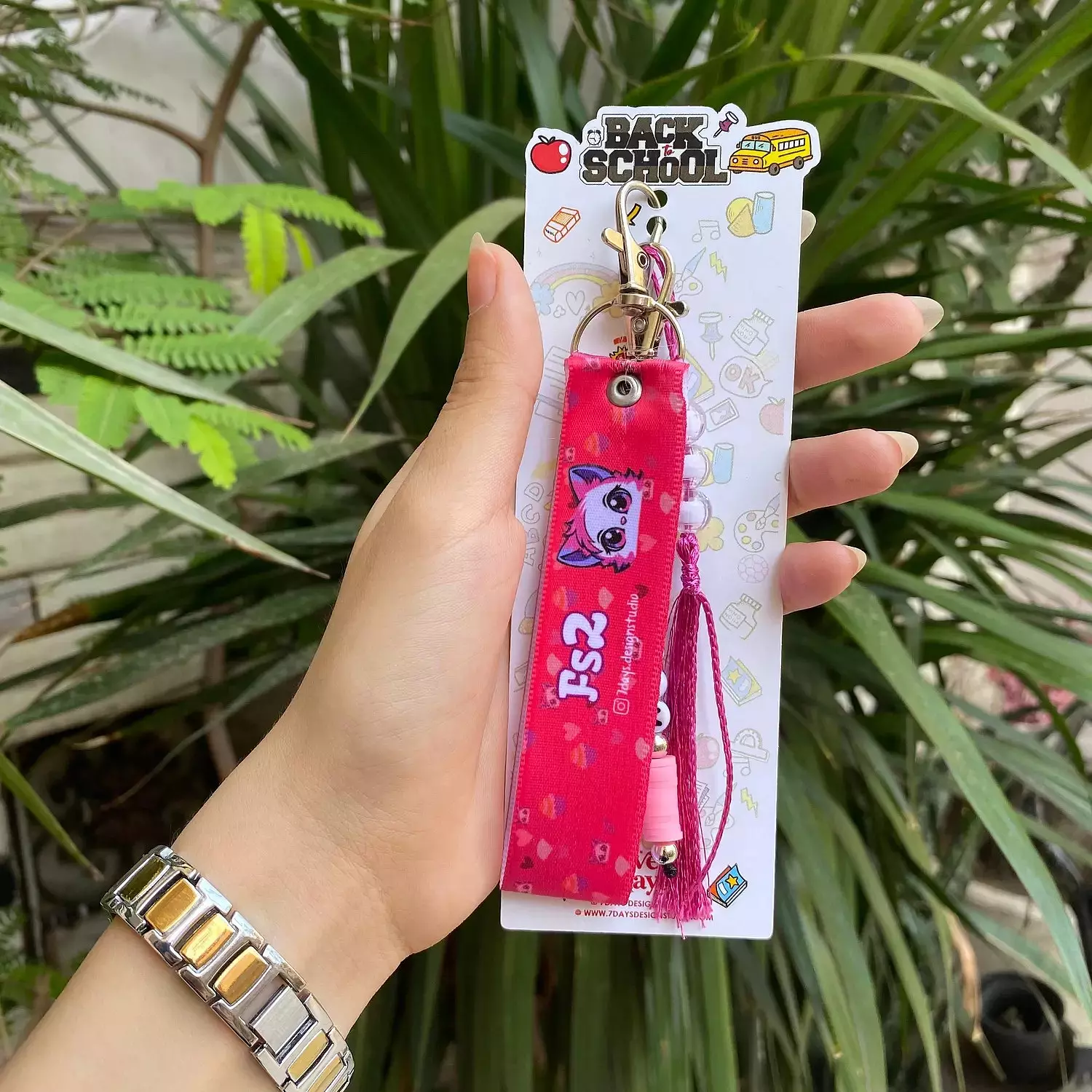 Pink kitty Satin Keychain 1