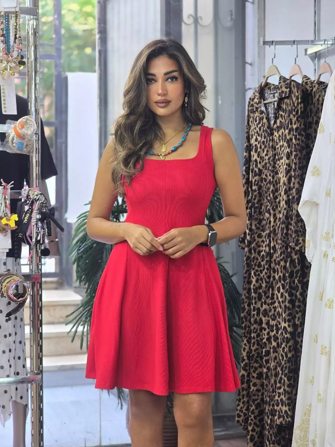Red kare midi dress 2