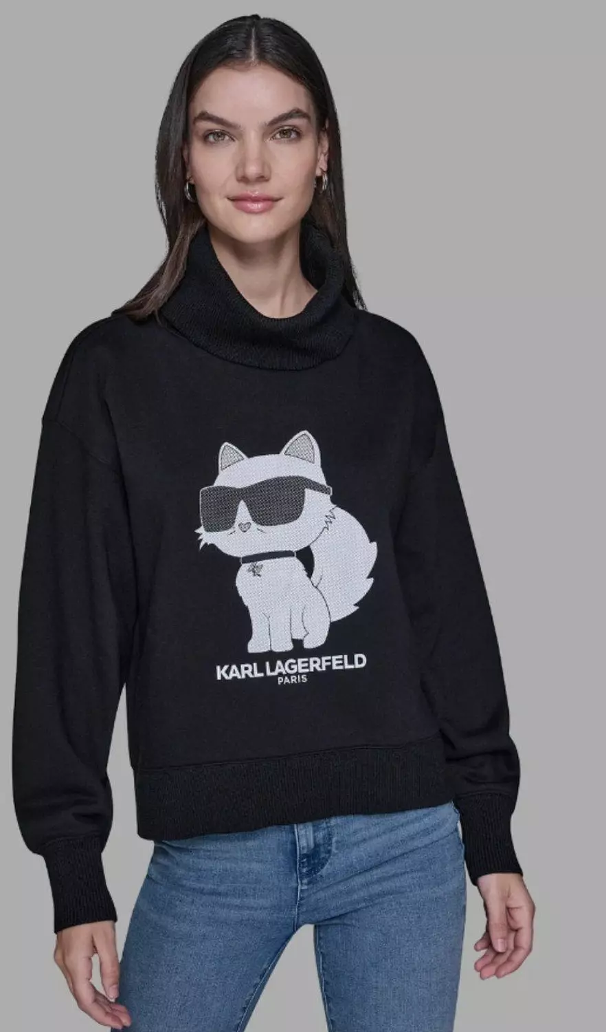 Long-sleeve mock neck sweatshirt classic black Karl Lagerfeld  image