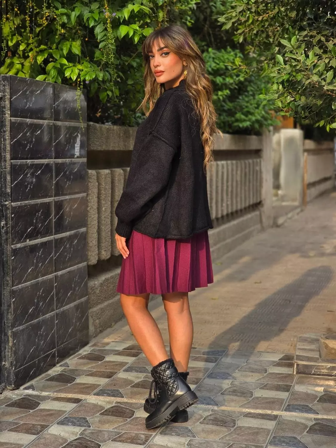 Black wool Cardigan with gold buttons  hover image