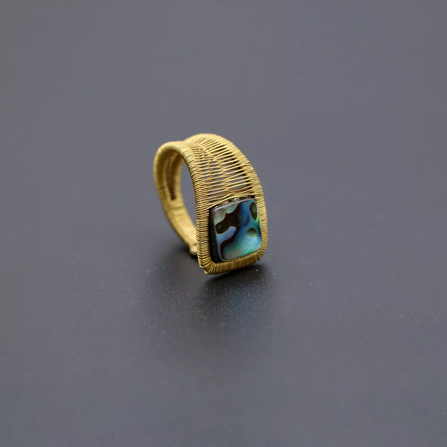 Brass ring with abalone shell image