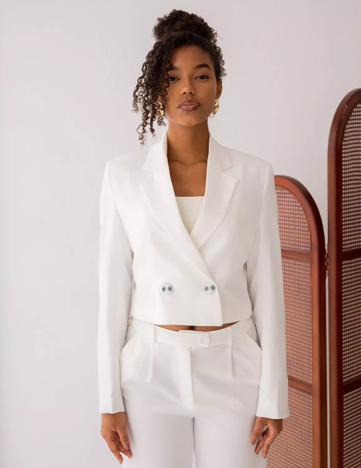 Majestic White Cropped Blazer  image