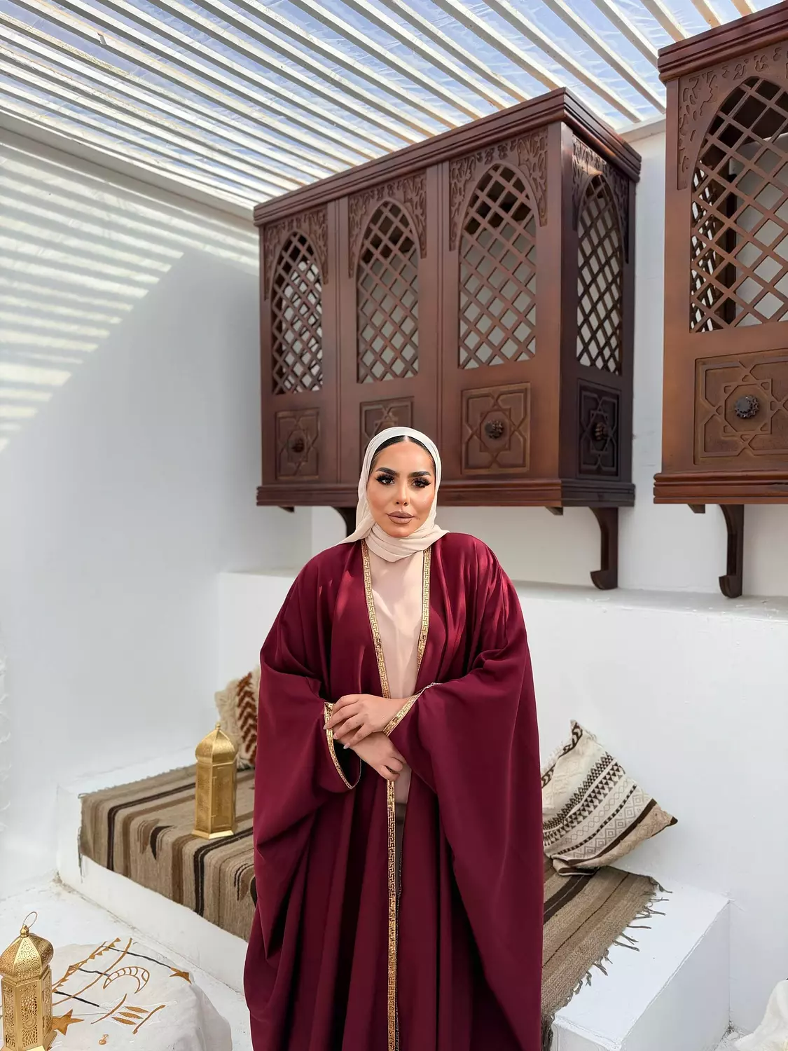 The Mawada Kuftan In Burgundy  3