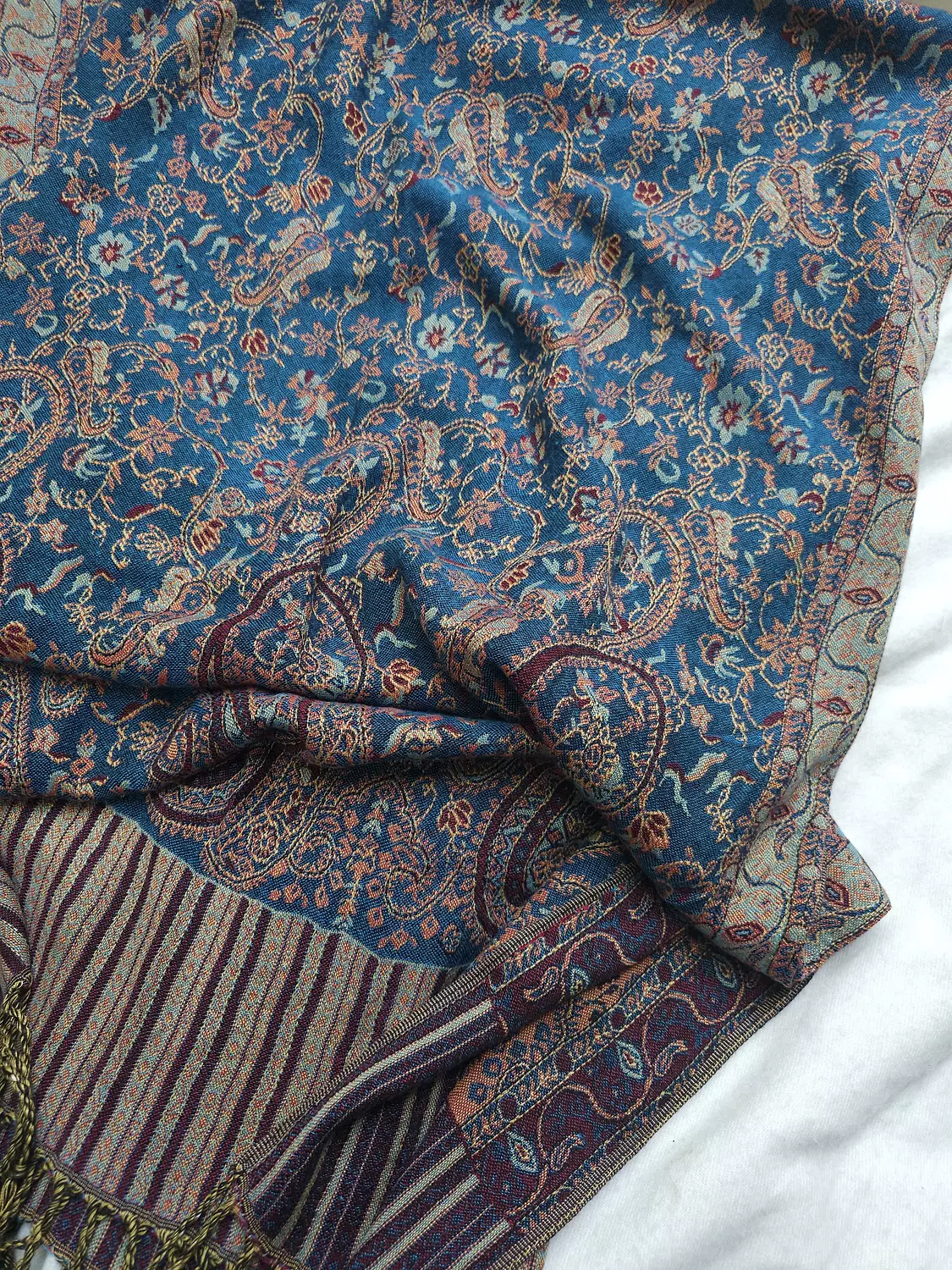 Dark blue/orange Pashmina 2