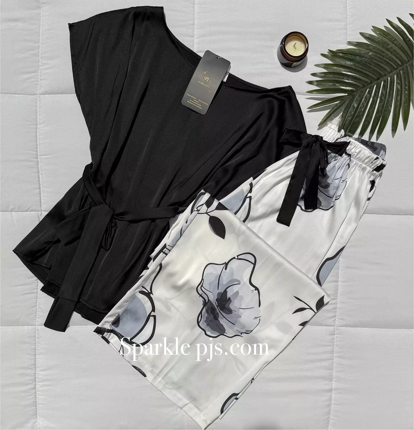 Floral satin lounge set  1