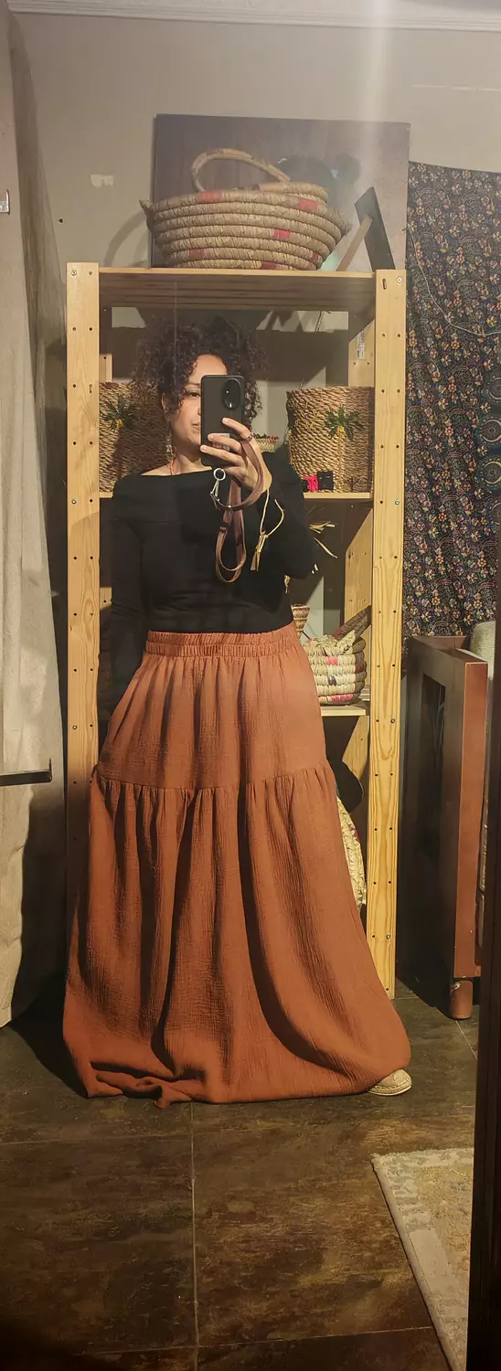  a line maxi cotton Crinkle skirts image