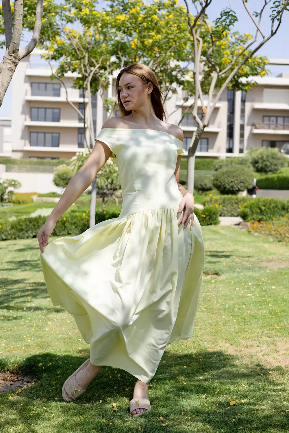 Lila Dress In butter Yellow 2