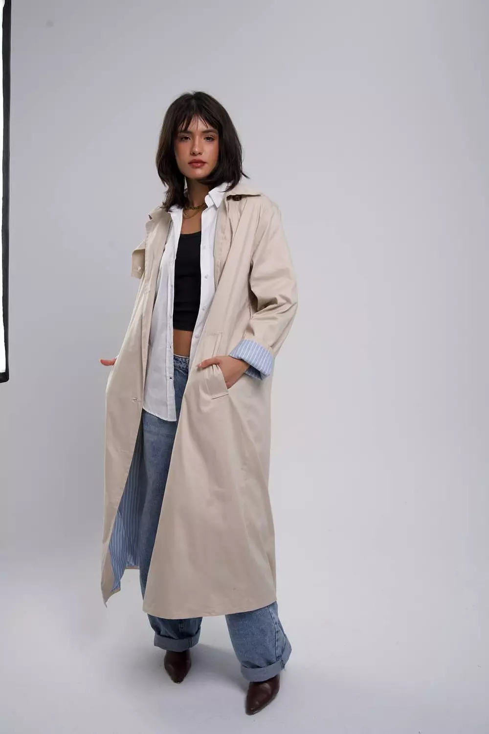 Trench coat with Striped back 7