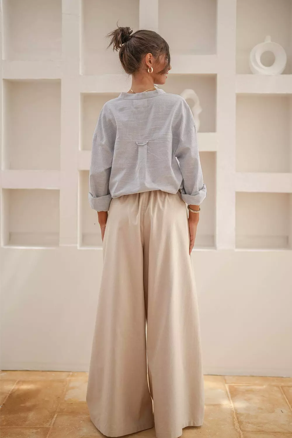 City Flow Wide Leg Pants Beige 3