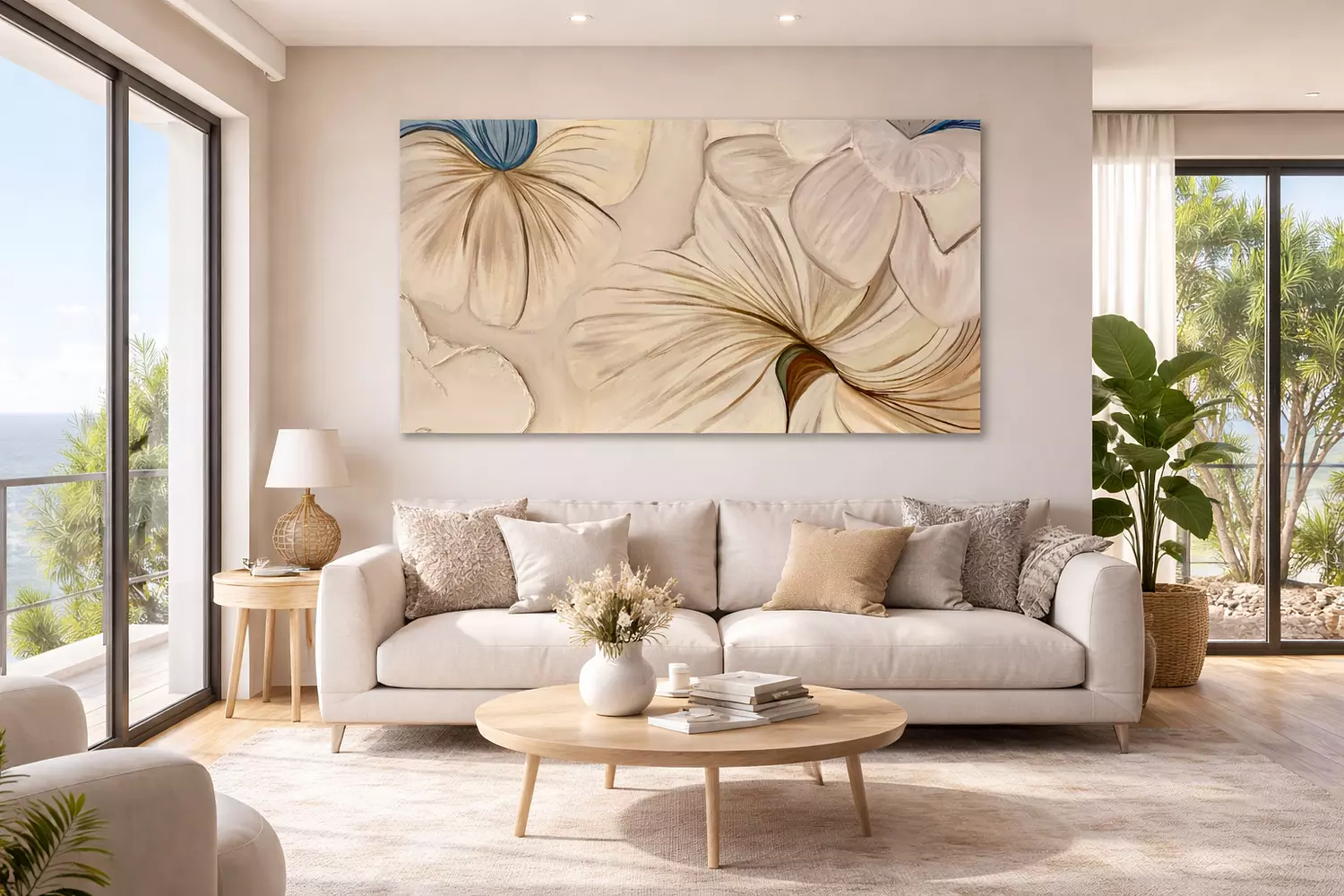 Beige textured flower 100x50 image