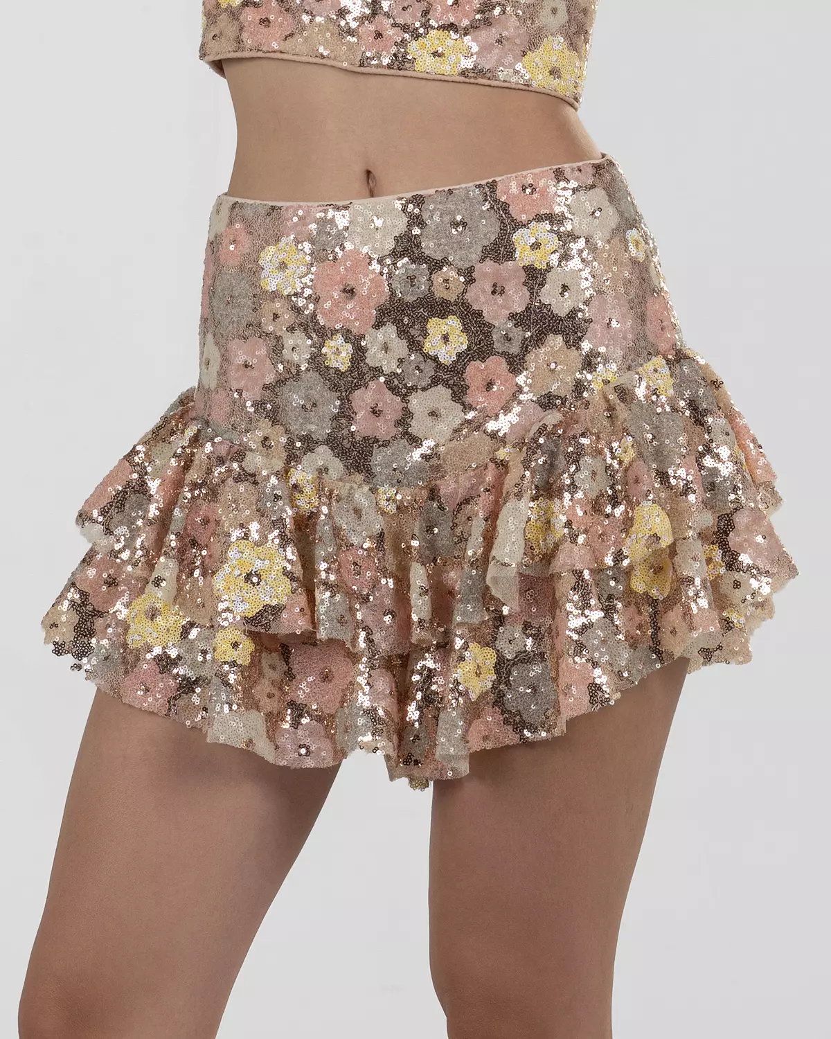 Playful Floral Pastel Sequin Skirt image