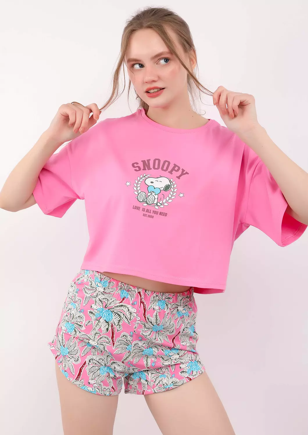 Snoopy Palms Shorts Pajama Set 3