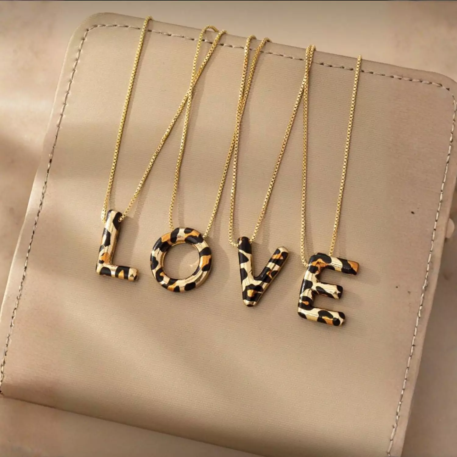 Leopard Print Letter Necklace 2