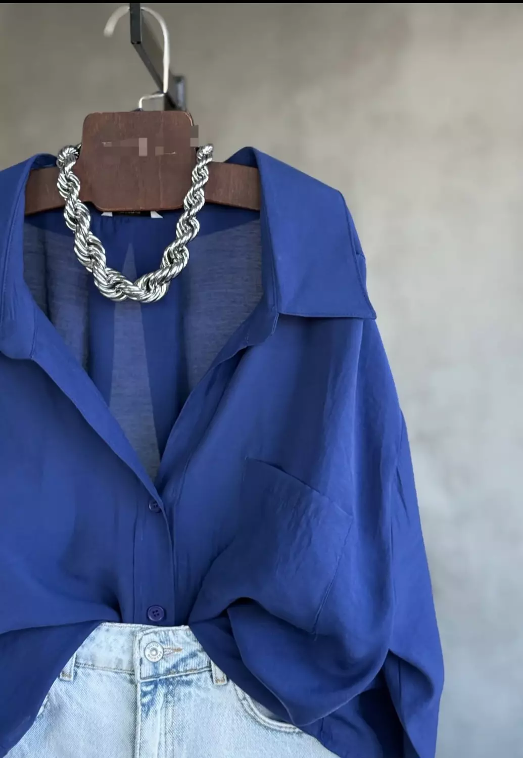 Navy blue linen shirt hover image