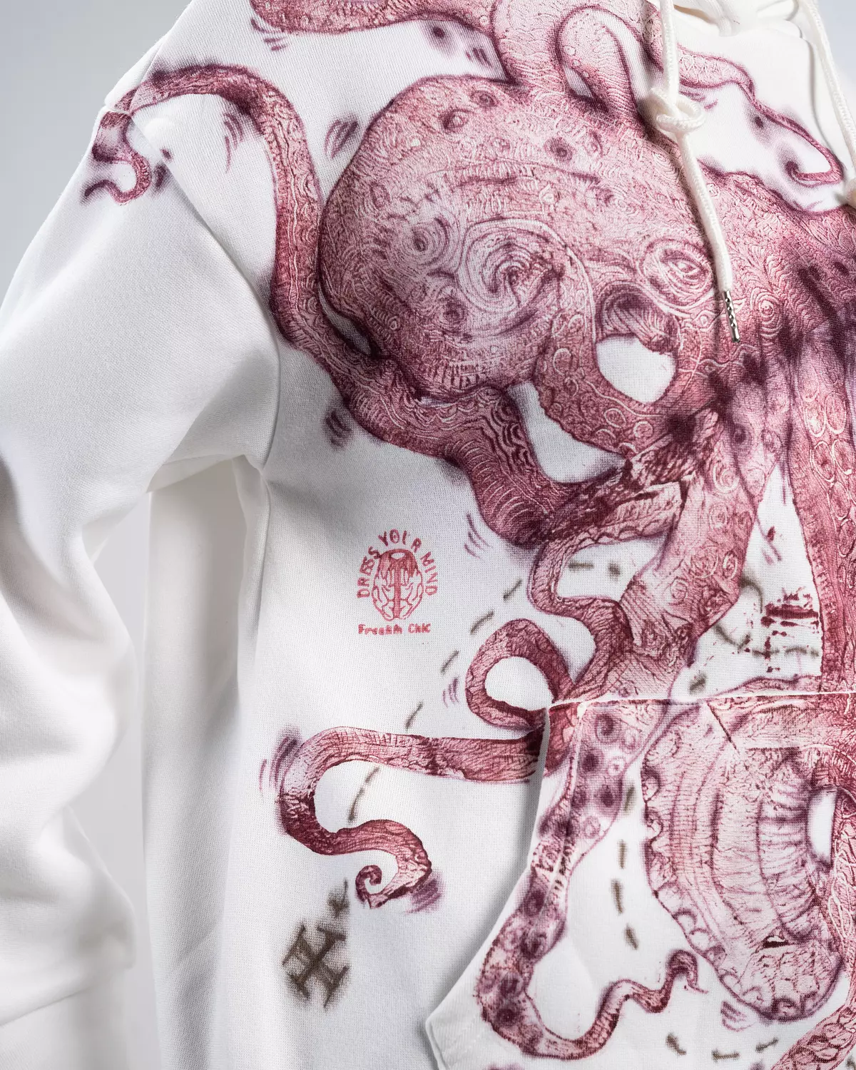 “Attack from the deep” hand-printed & painted hoodie  7