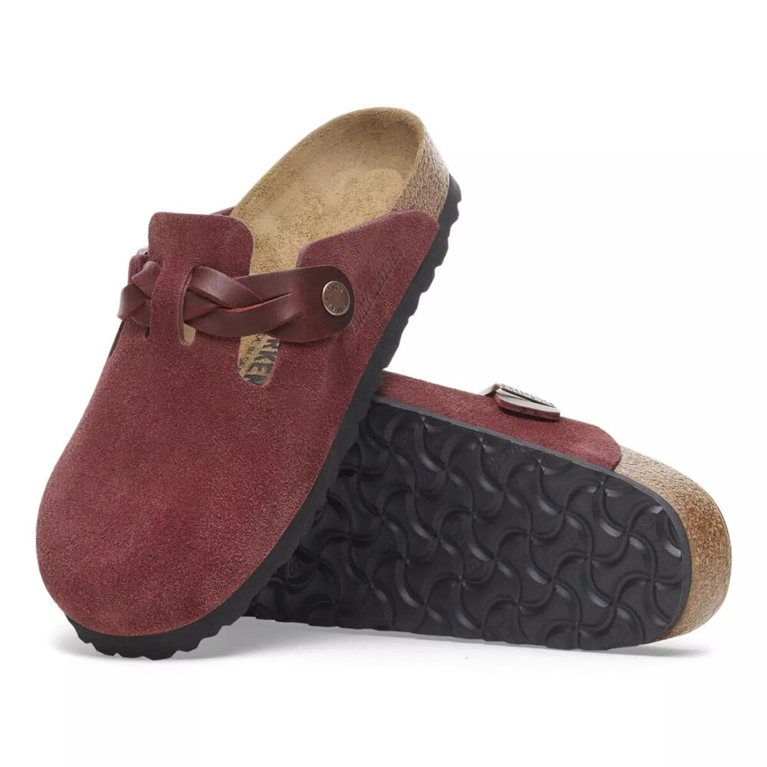 Birkenstock Red Boston Suede Clogs hover image