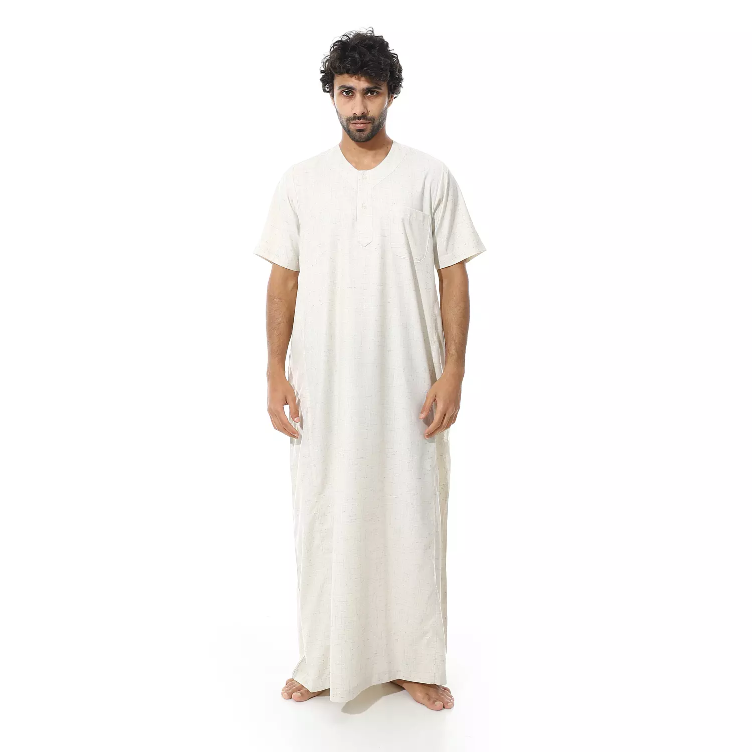 Men Galabeya Short Sleeves - Linen - 2265 - Off White image