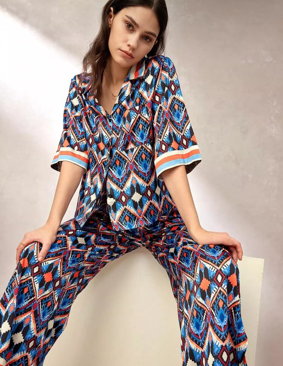 Printed Loose Fit PJ Set hover image