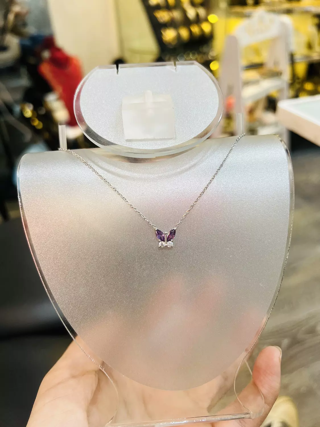 Purple silver butterfly necklace  image