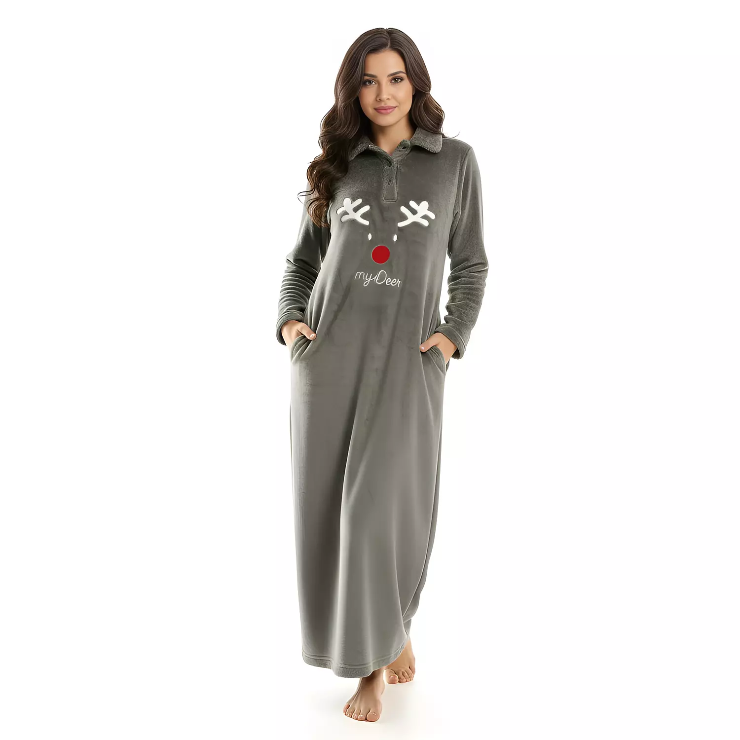 Shorto Nightgown Fleece - 2570 - Olive Green image