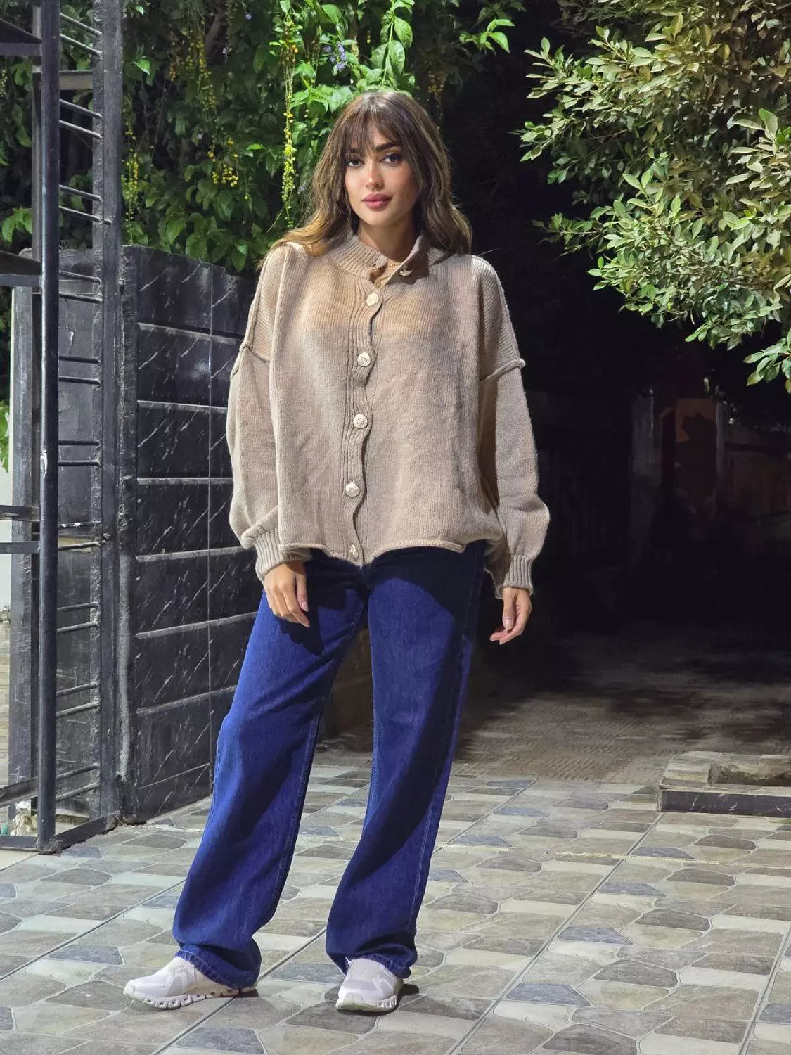 Oversize Café Cardigan with Gold Buttons  3