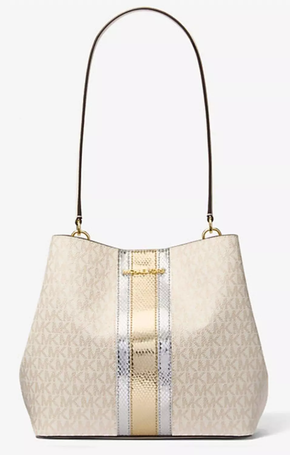Michael kors shoulder bag-vanilla with metallic stripe image