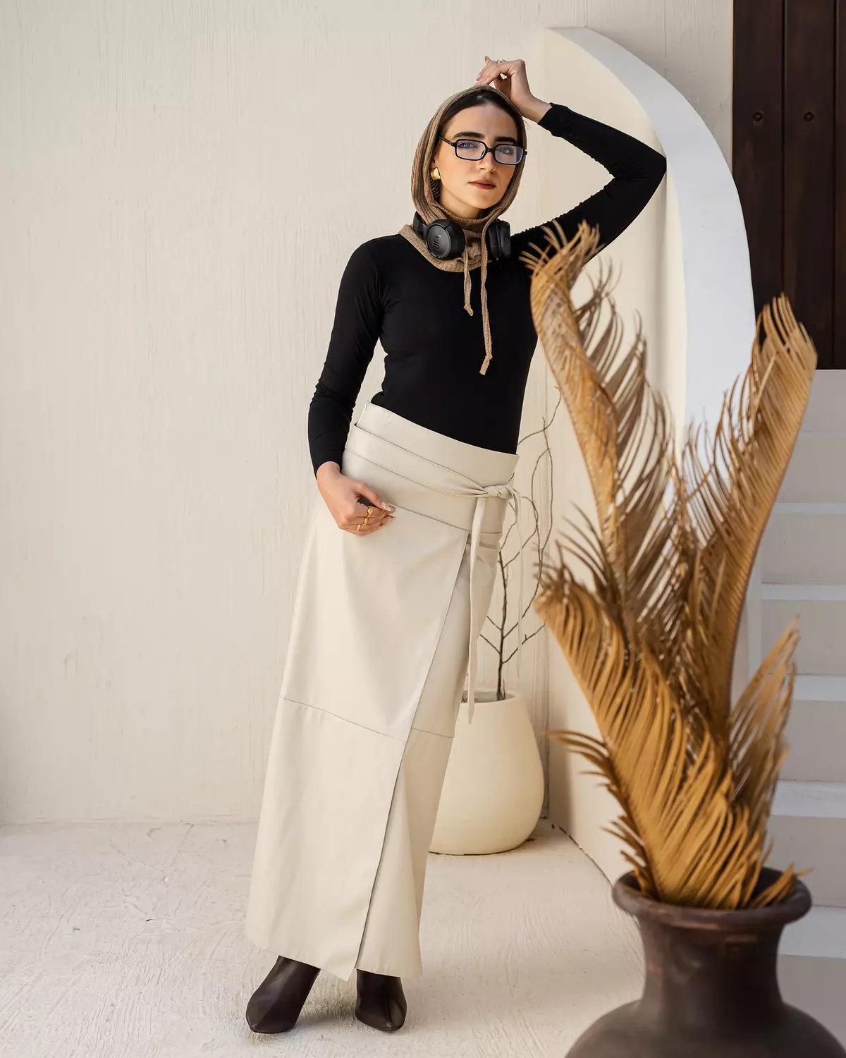 Faux Wrap skirt in Creme 4