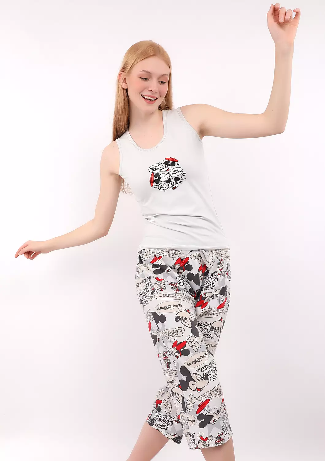 S316 Mickey Comics Capri Pants Pajama Set 4