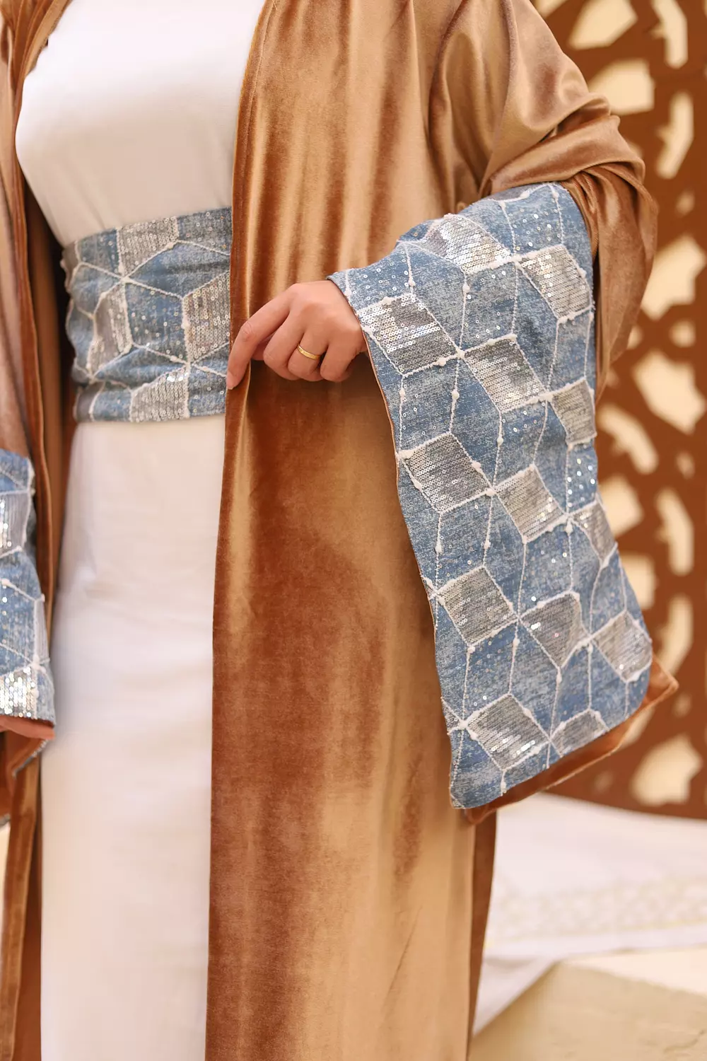 Jeans/Velvet Kaftan (handmade) hover image