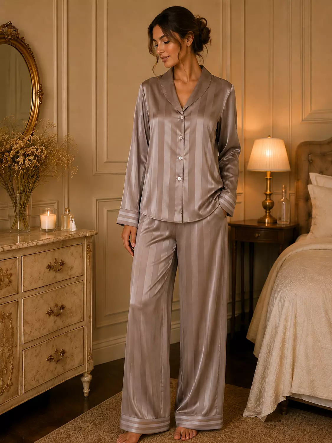 Nude striped jacquard pjs image