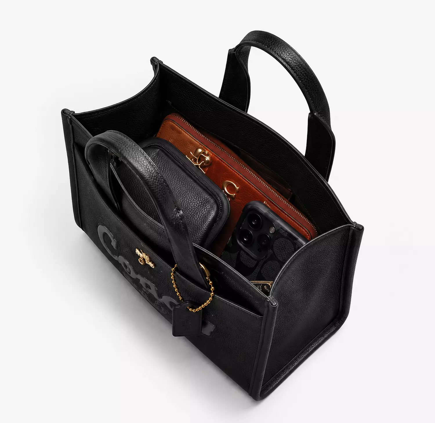 Coach Cargo Tote Bag 26 leather in black 2