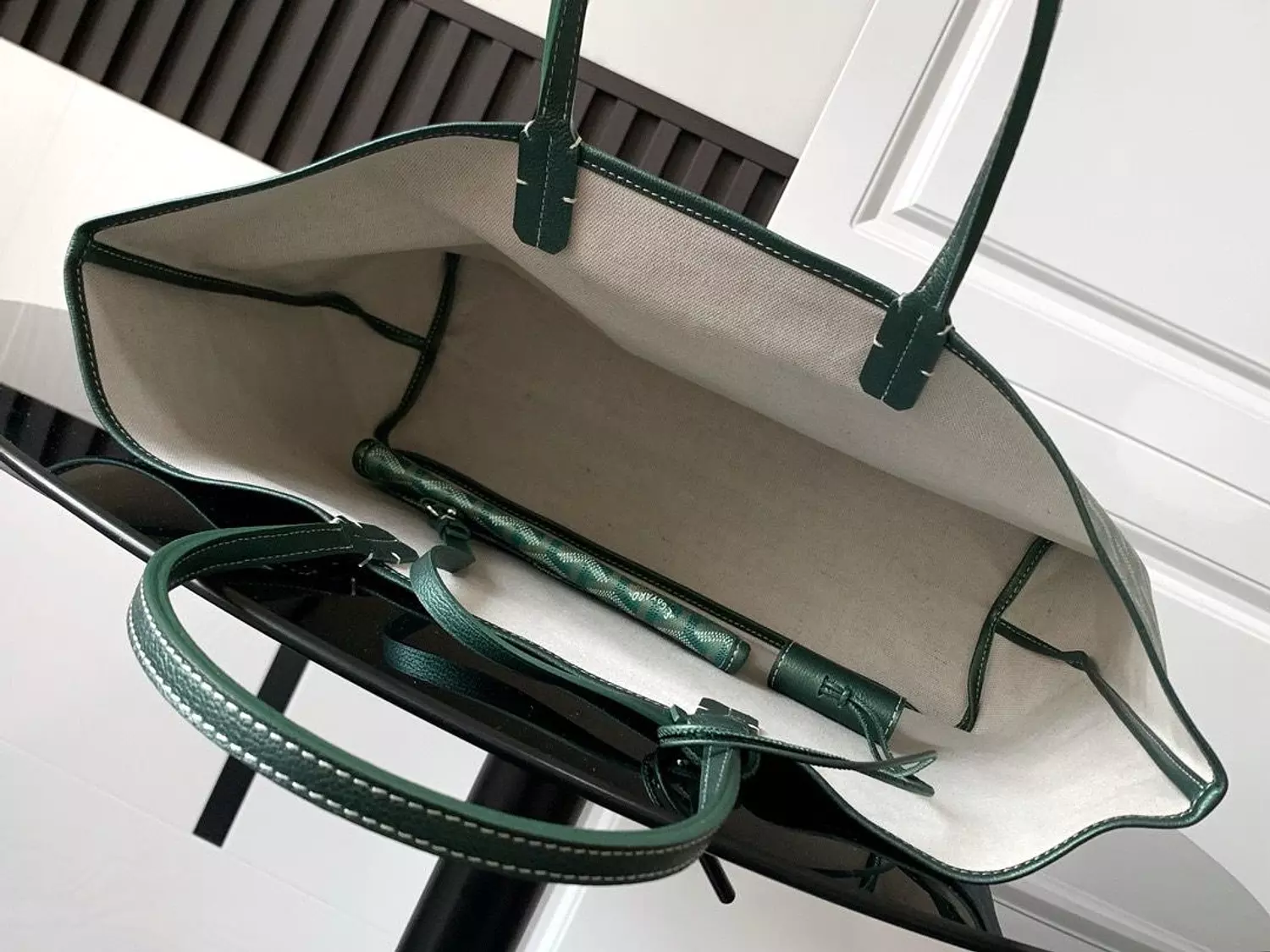 Go yard This limited-edition handbag is crafted from unique pearlescent GOYARDINE canvas pearl green 7