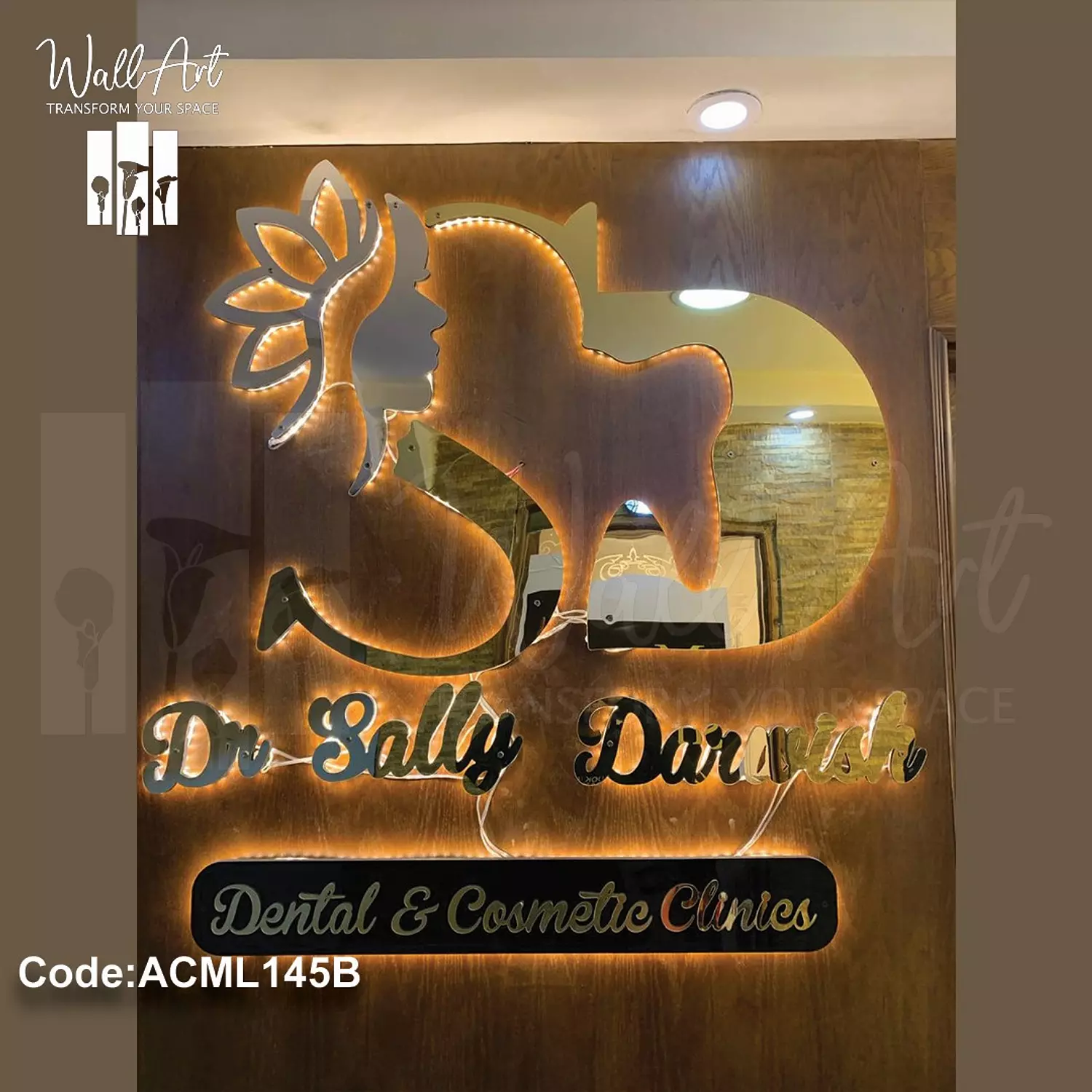 ACML145-Lighted Golden Acrylic Logo  5