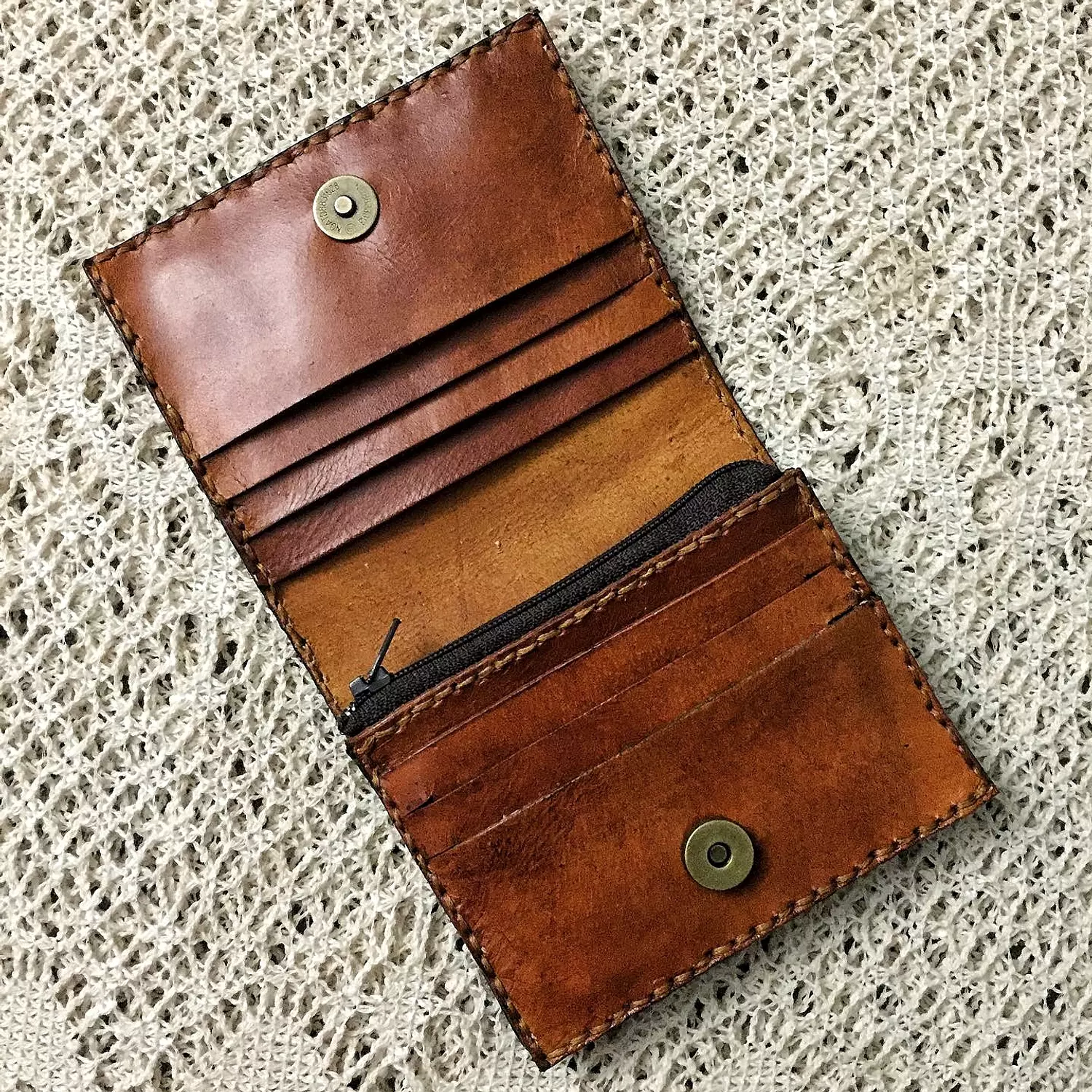 Floral tooled folded leather Wallet  7