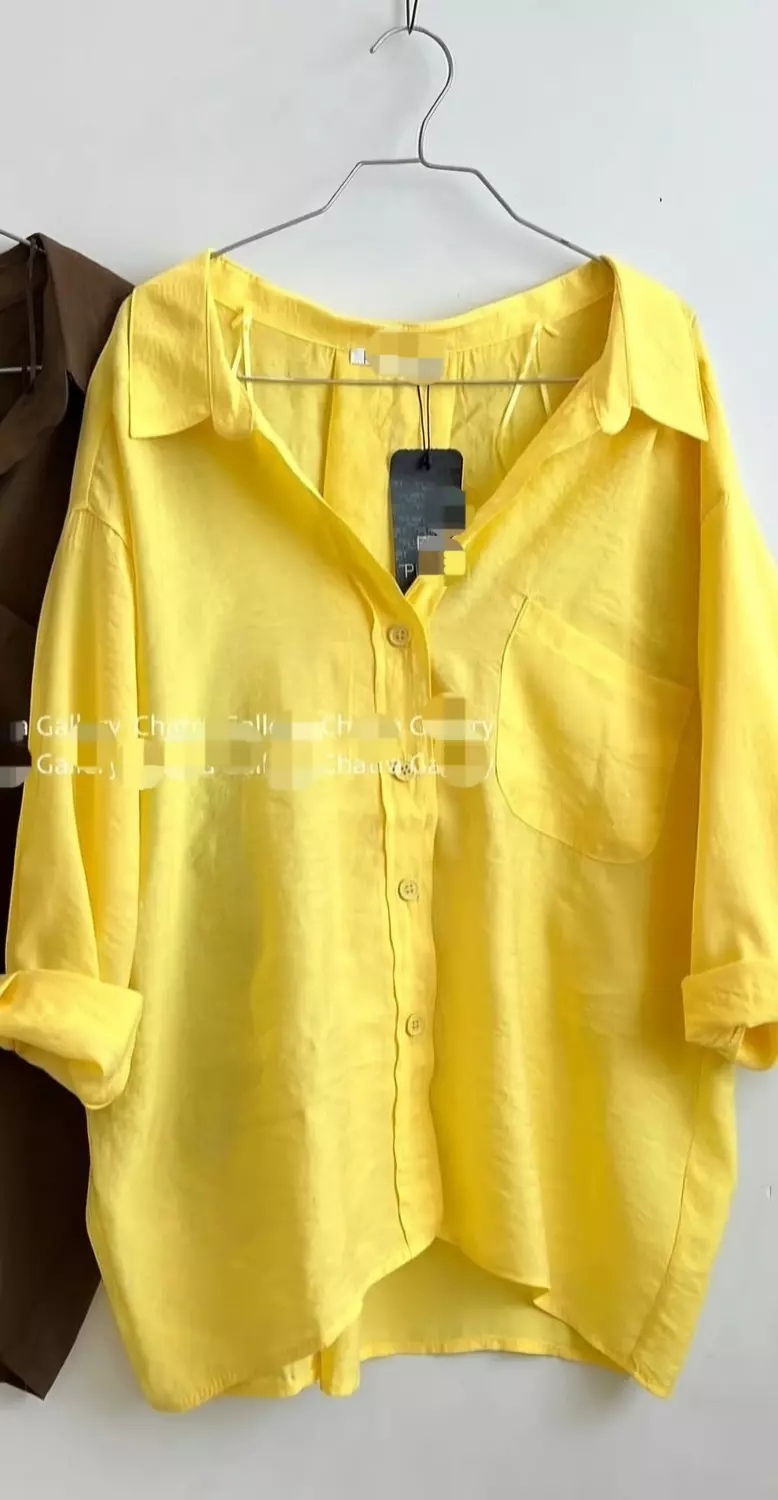 Dark yellow oversize linen shirt 2