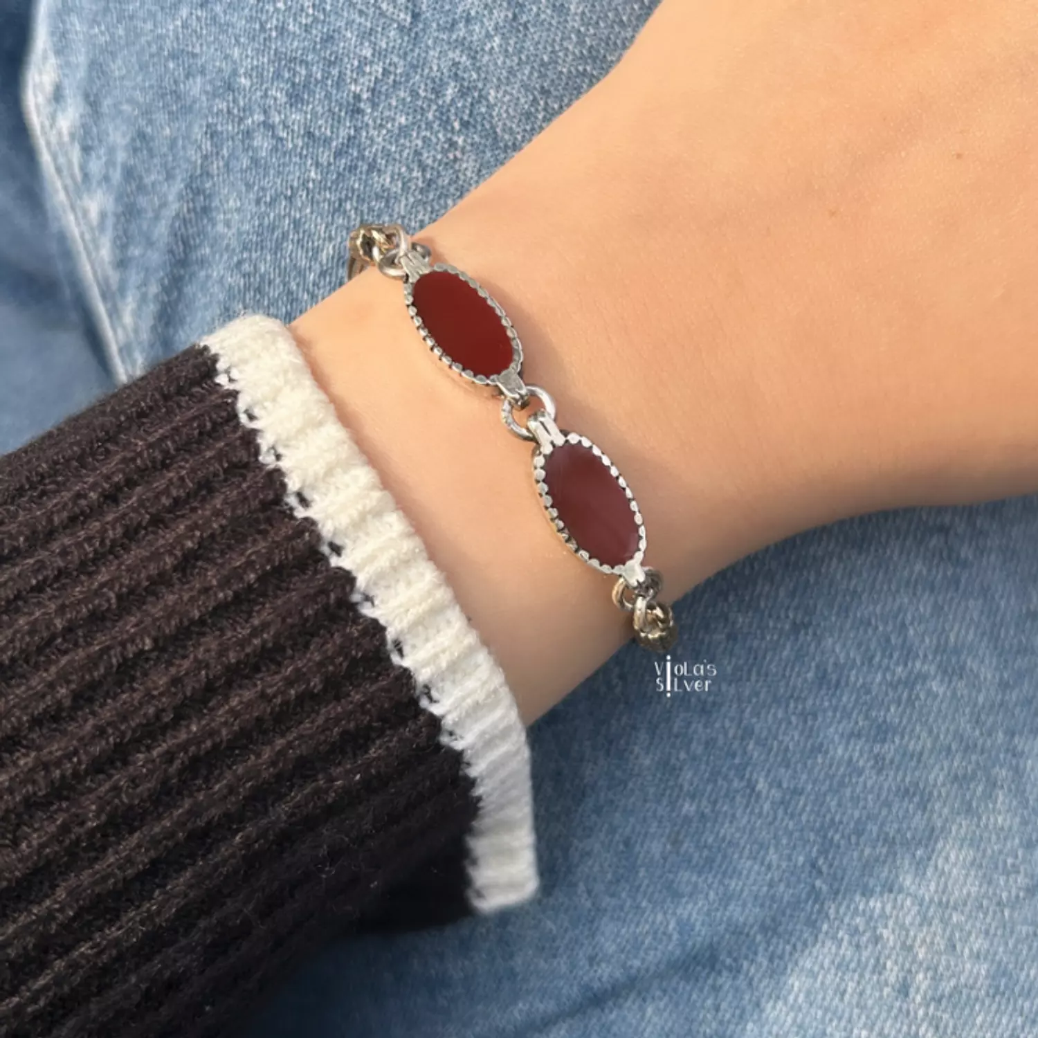 Brown agate oval bracelet  image