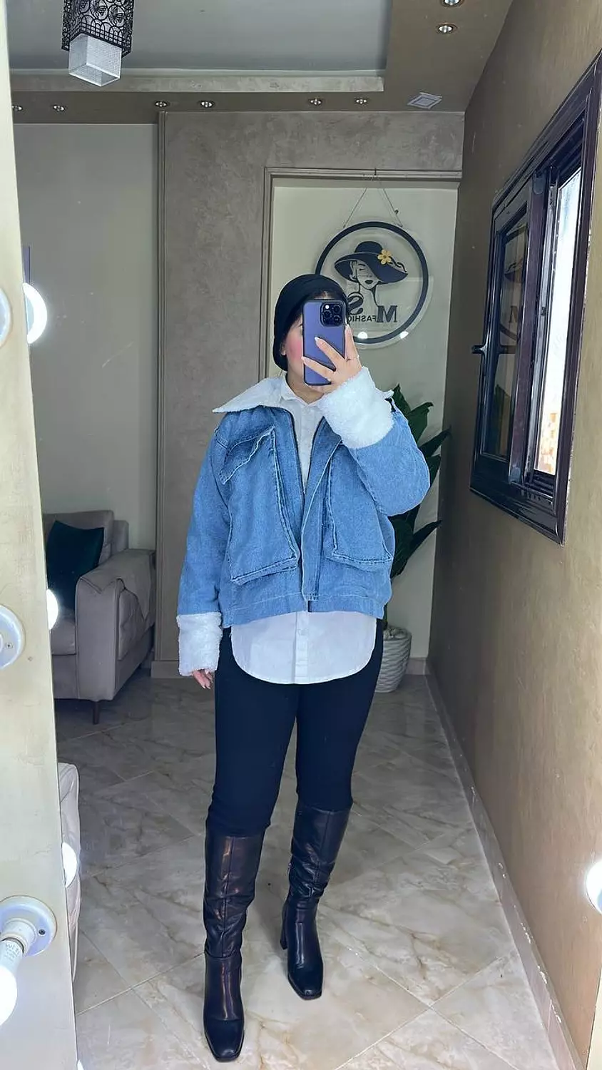 Fur-lined denim jacket 2