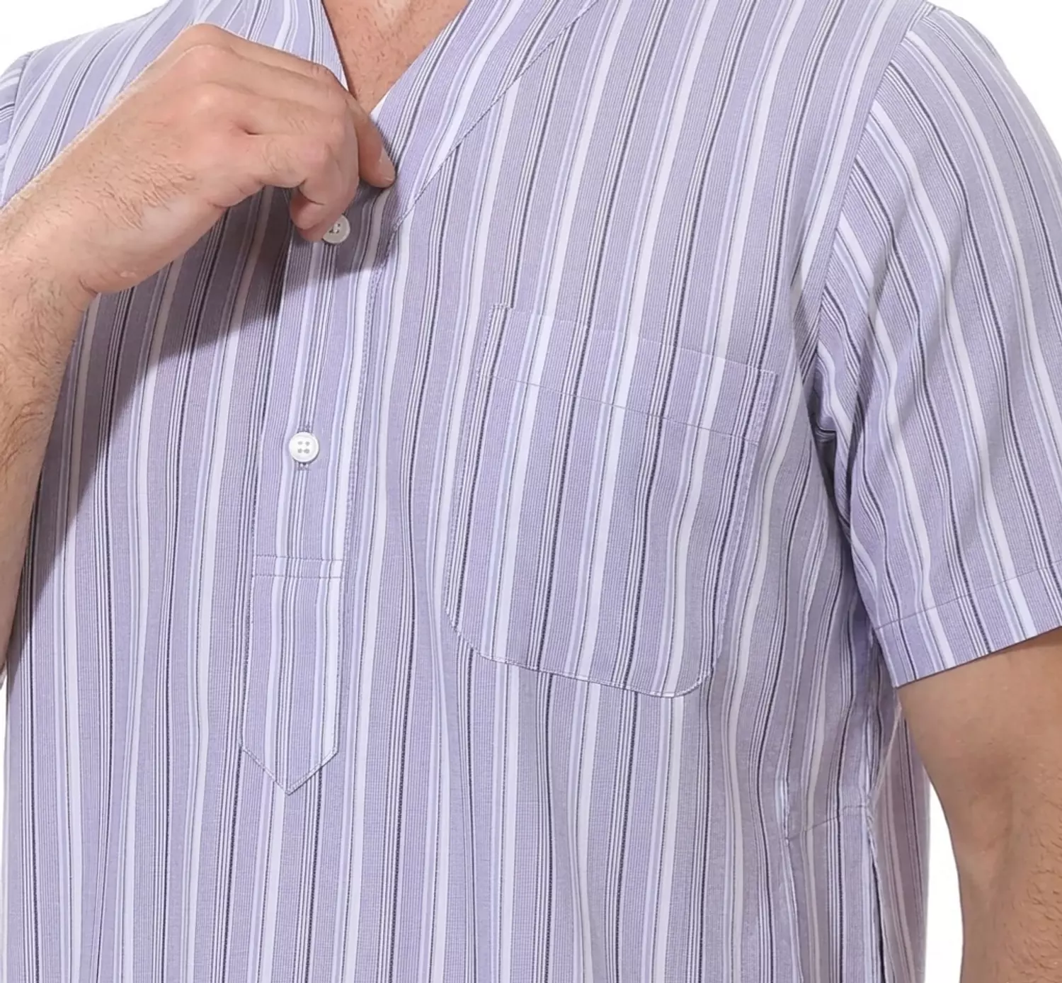 Men Galabeya Short Sleeves - 2257 - Light Grey hover image